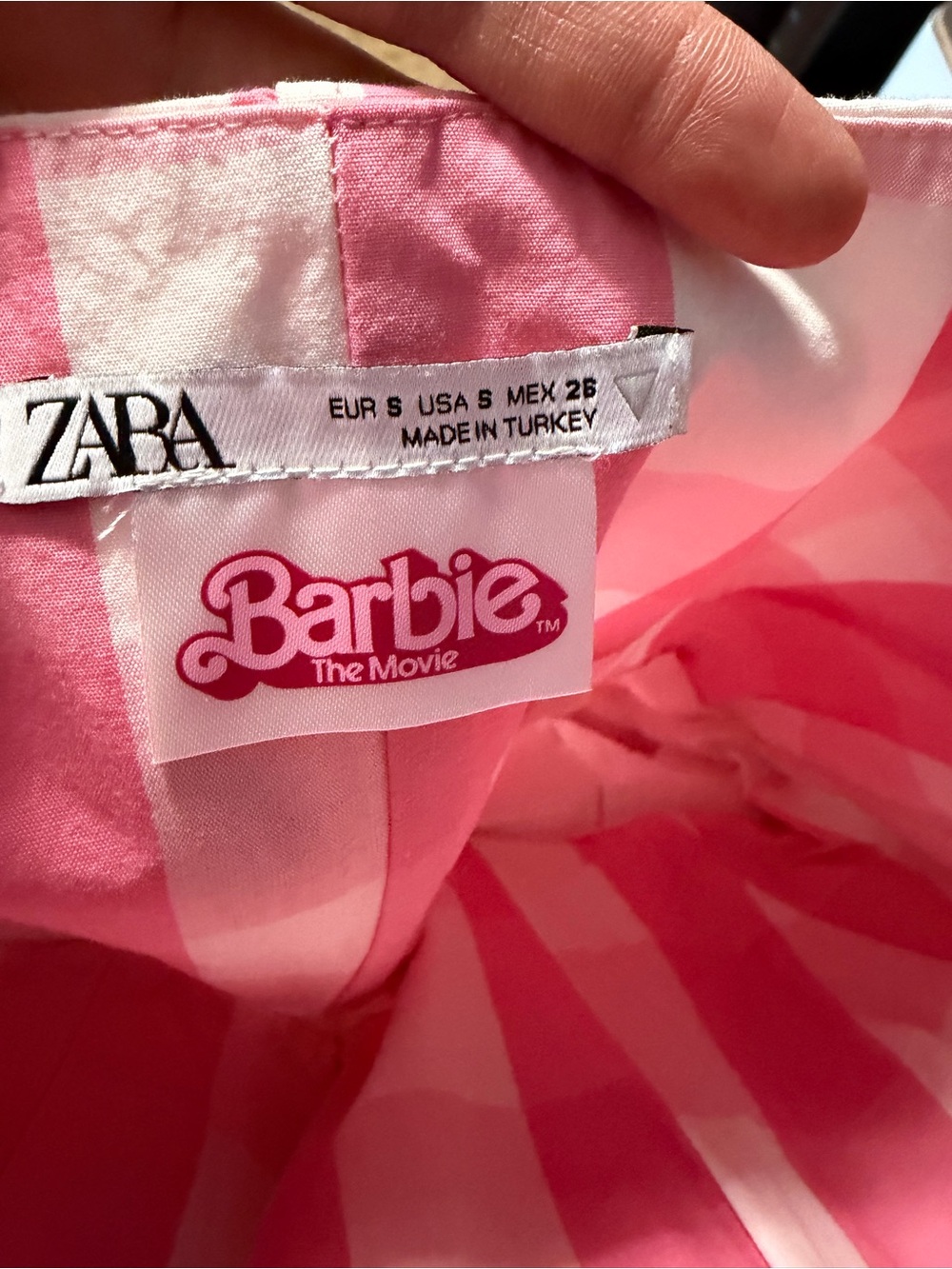 BNWOT Zara x Barbie Movie Strapless Gingham Midi Dress - Picture 9 of 9